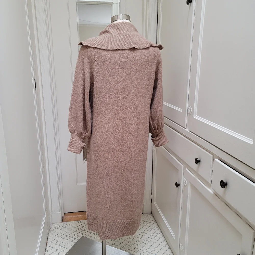 NEW J. Crew Half Zip Sweater Midi Dress Supersoft Yarn Tan sz S, M - Picture 2 of 12